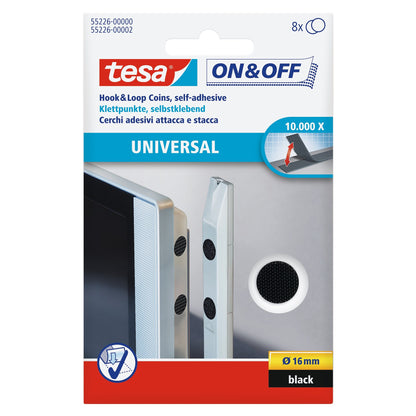Puntos de velcro tesa On & Off para pegar, negros