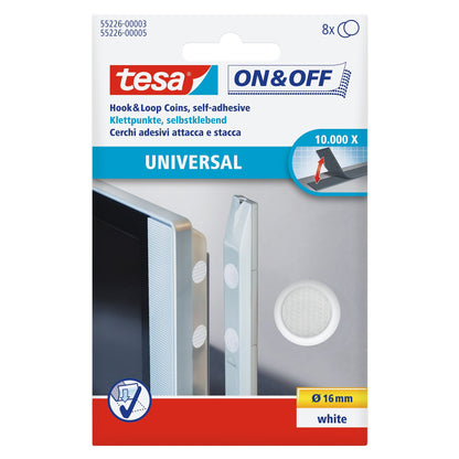 Puntos de velcro adhesivos tesa On & Off, blancos
