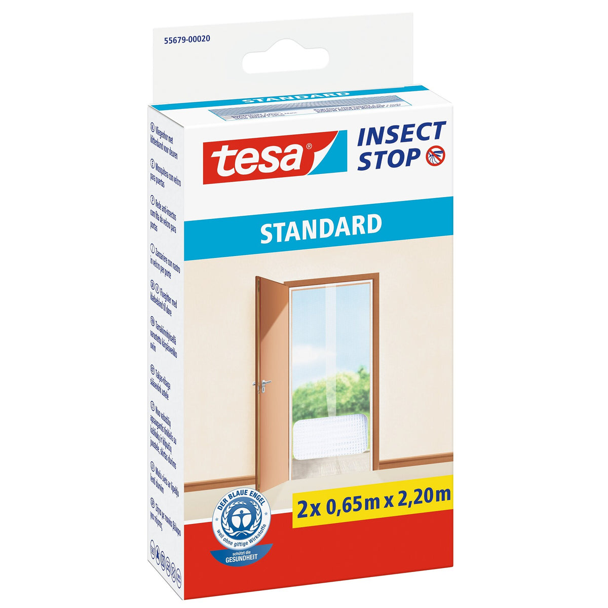 Malla mosquitera tesa STANDARD para puertas, 65 x 220 cm, blanca