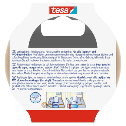 tesa 55729 Installation Tape, removable without leaving residue, 5 m x 50 mm, white-translucent