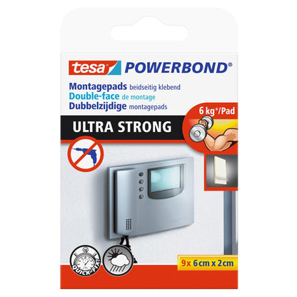 tesa Powerbond ULTRA STRONG PADS, 0.06 m x 20 mm, white