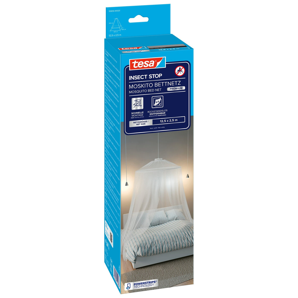 tesa INSECT STOP Premium Mosquito Bed Net, White