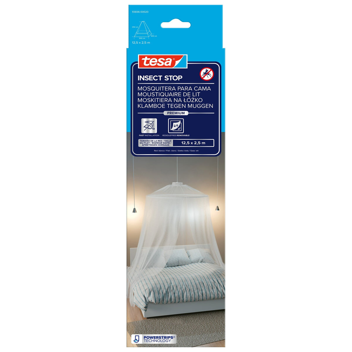 tesa INSECT STOP Premium Mosquito Bed Net, White
