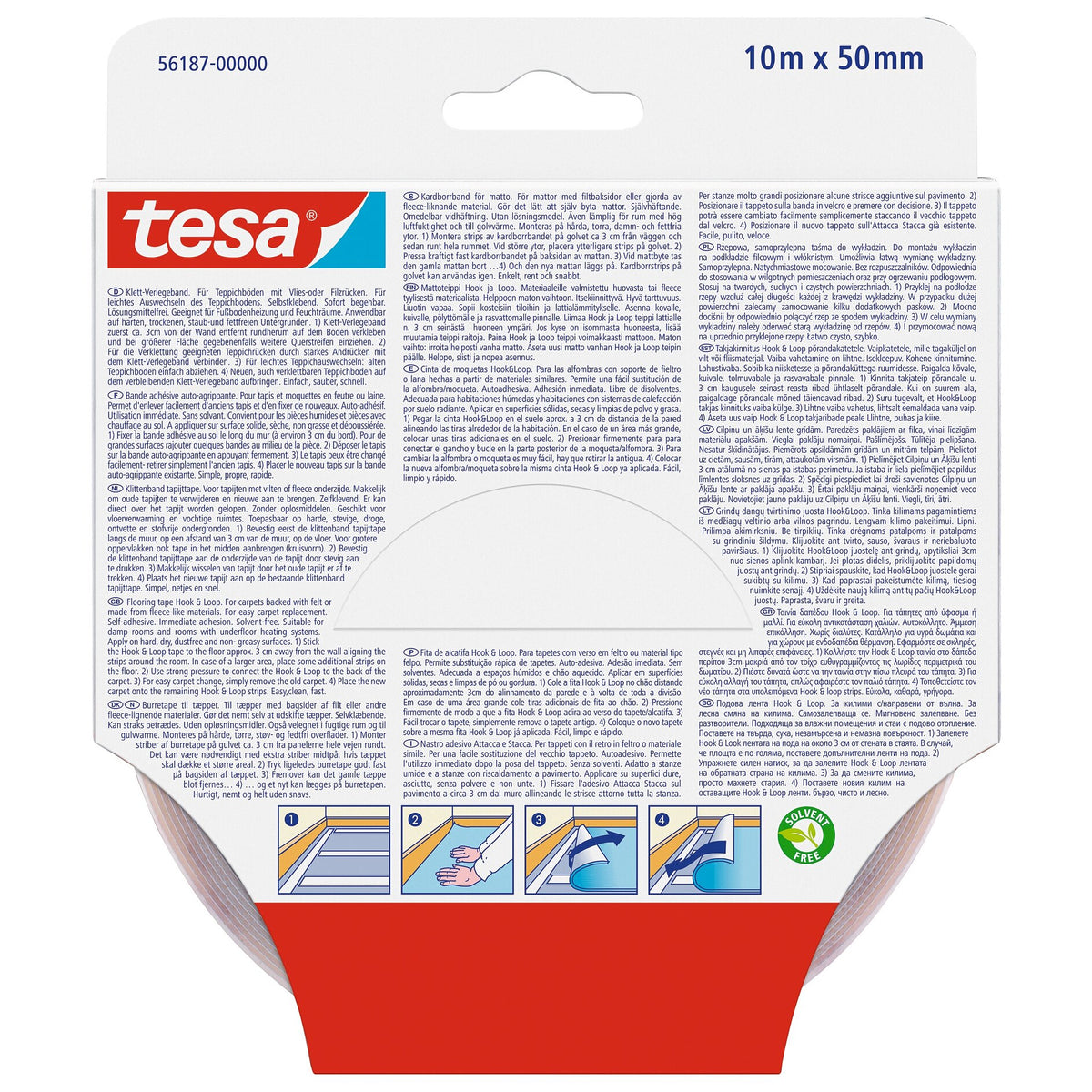 tesa On & Off Hook-and-Loop Installation Tape, 10 m x 50 mm, white