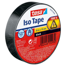 Cinta aislante tesa SPVC para instalaciones eléctricas, negra, 20 m x 19 mm