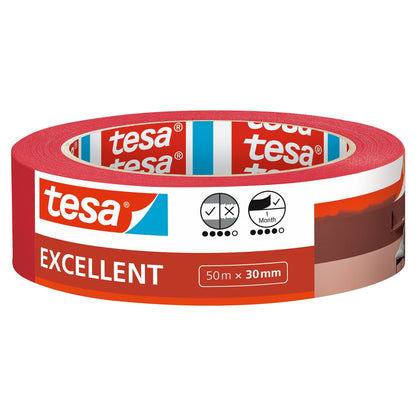 tesa Excellent Painter's Tape, Red, 50 m x 30 mm