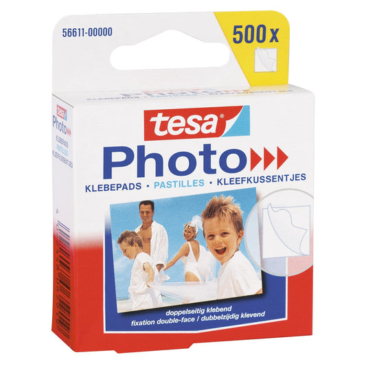 Adhesivos fotográficos tesa, blancos, de doble cara, 500 unidades