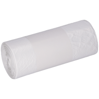 One roll of EMIL DEISS KG (GmbH + Co.) DEISS 56939 trash bags (630x850 mm, white, 40 pieces) with a plain white label wrapped around the middle on a light-colored background.