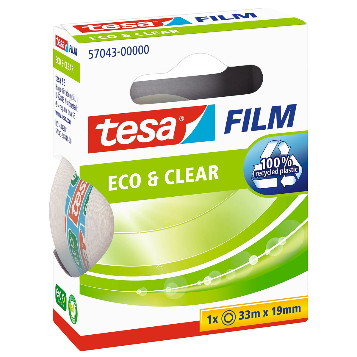 tesafilm eco & clear, transparente, 33 m x 19 mm