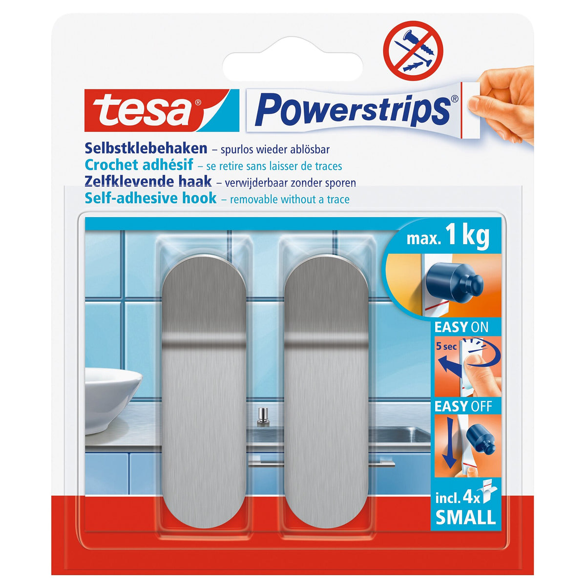 Ganchos tesa Powerstrips S de metal, blancos