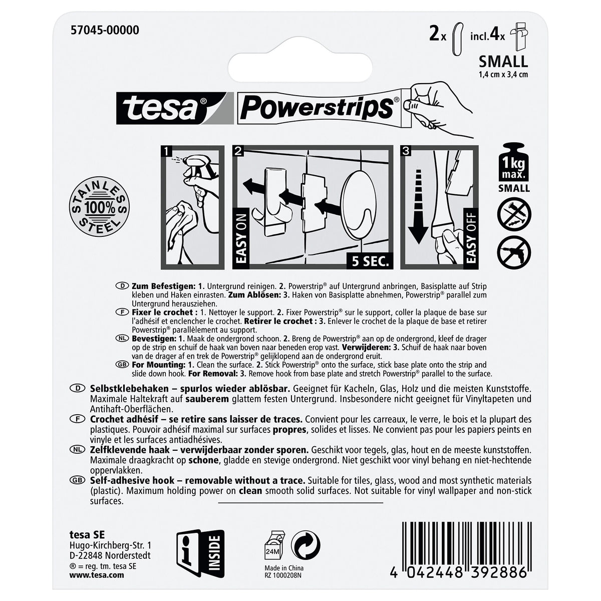 Ganchos tesa Powerstrips S de metal, blancos