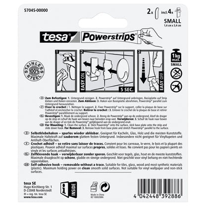 Ganchos tesa Powerstrips S de metal, blancos
