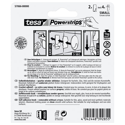 Ganchos tesa Powerstrips S de metal, cuadrados, blancos