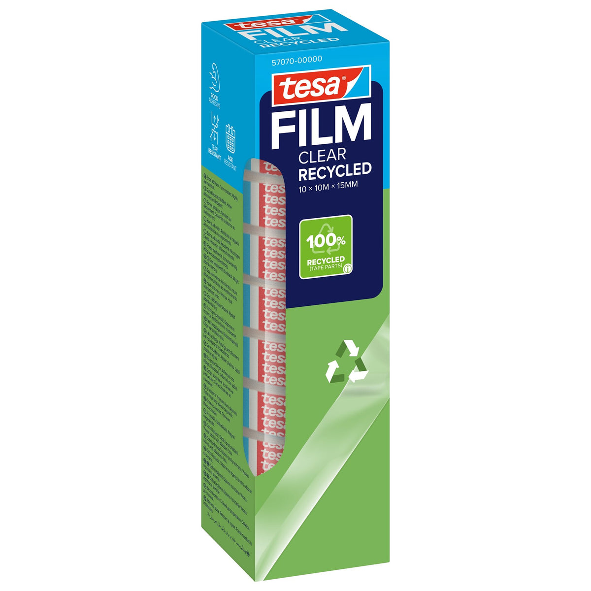 tesafilm CLEAR RECYCLED, transparente, 10 m x 15 mm