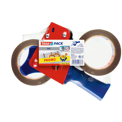 Desenrollador manual Tesapack + 2 rollos de PVC, color gamuza