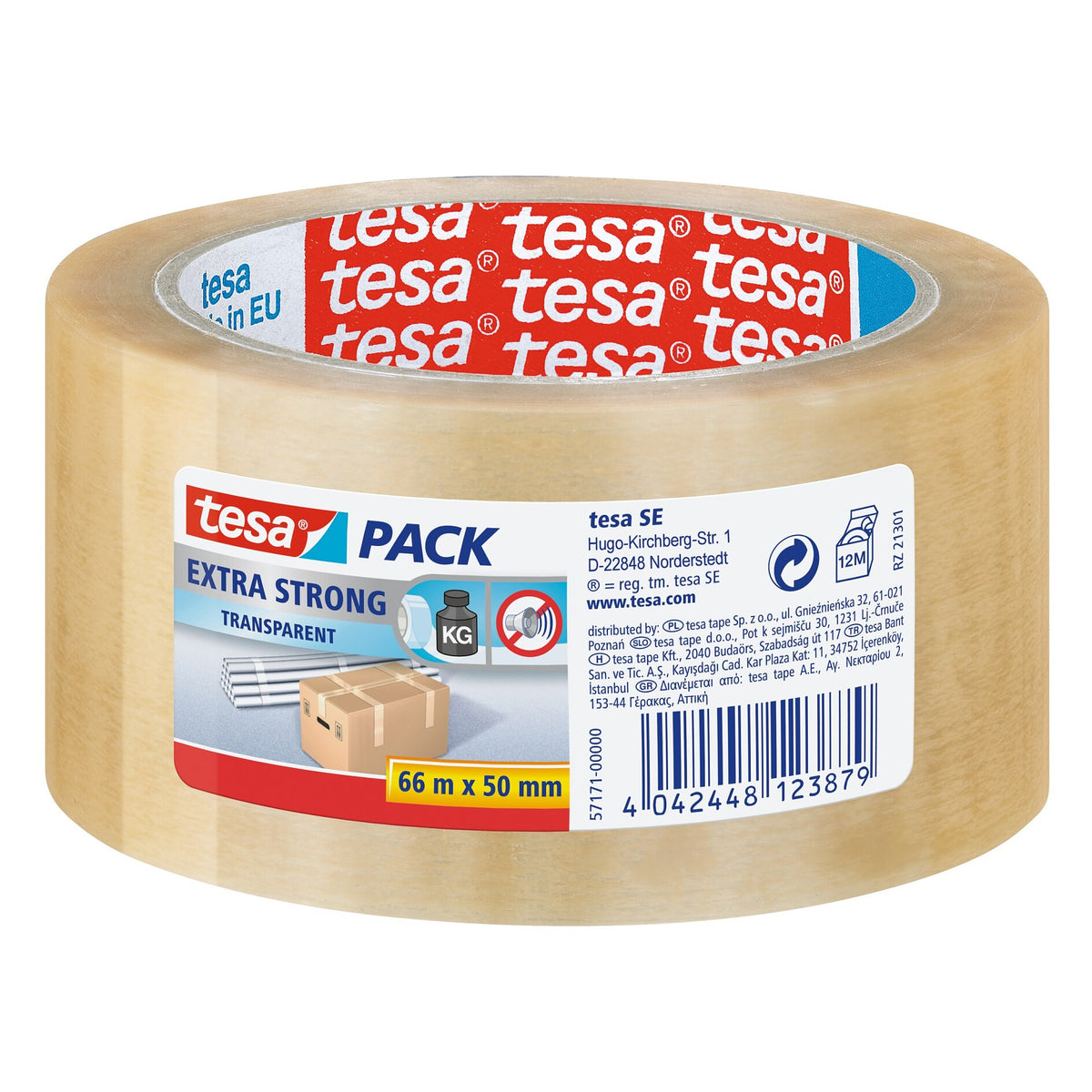 tesapack Extra Strong Packaging Tape, 66 m x 50 mm, clear