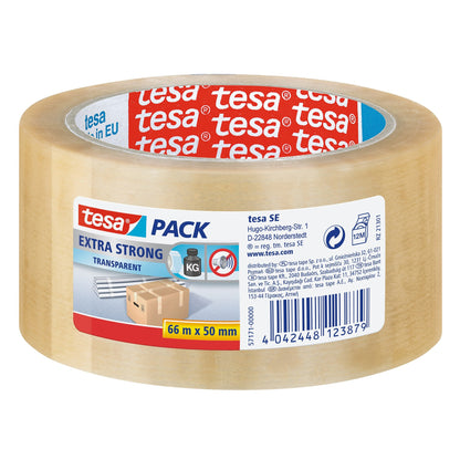 tesapack Extra Strong Packaging Tape, 66 m x 50 mm, clear