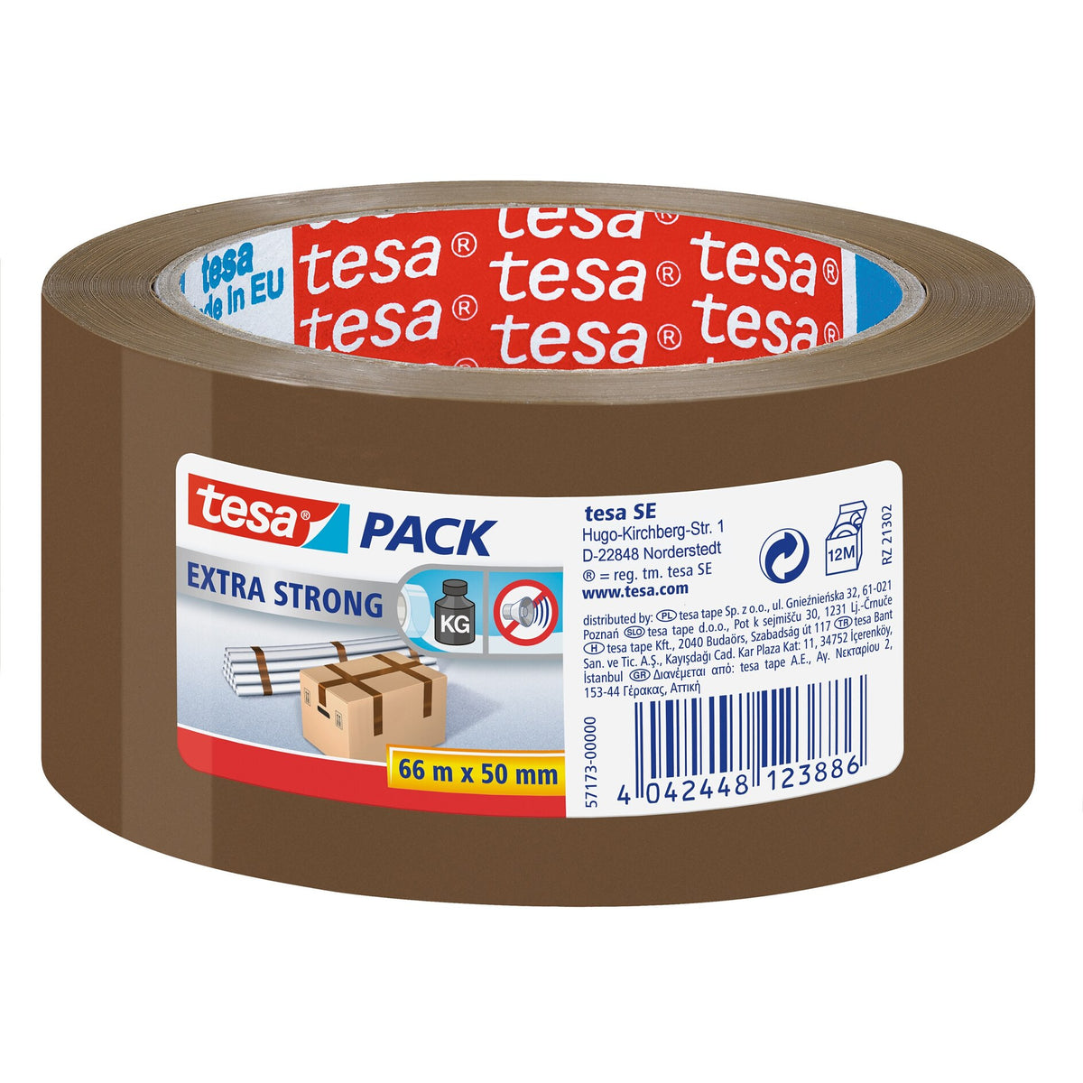 tesapack Extra Strong Packaging Tape, 66 m x 50 mm, chamois