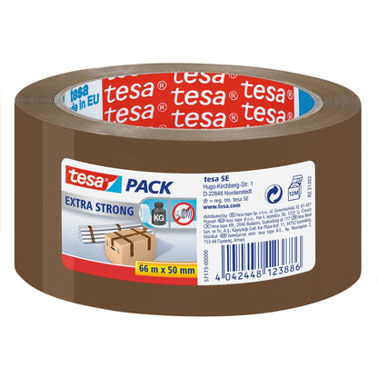 tesapack Extra Strong Packaging Tape, 66 m x 50 mm, chamois