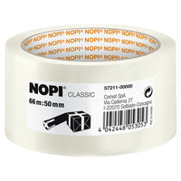 Cinta de embalaje tesa NOPI, 66 m x 50 mm, Classic transparente