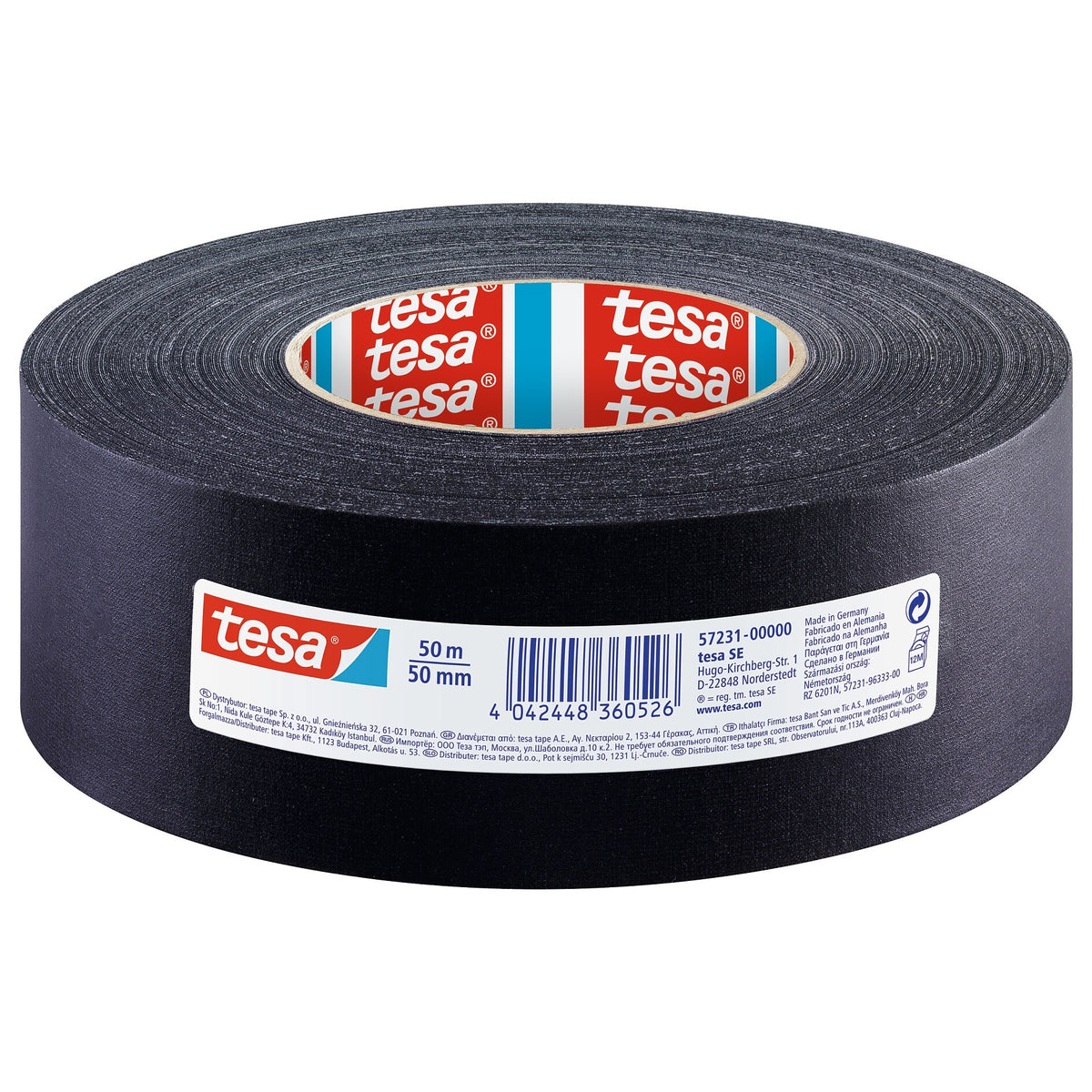 tesa 57231 Extra Power Perfect Fabric Tape, 50 m x 50 mm, black