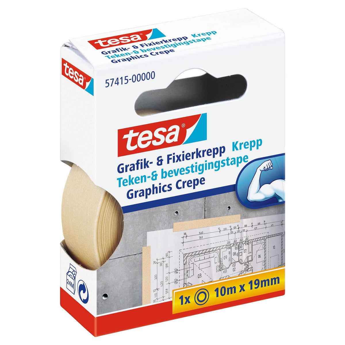 tesa Graphic and Masking Tape, Brown Masking Tape, 10 m x 19 mm
