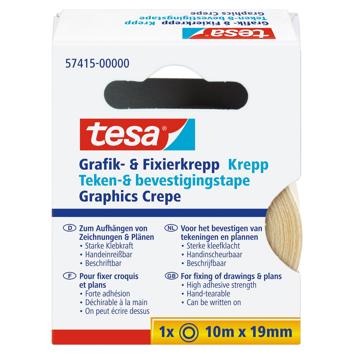 tesa Graphic and Masking Tape, Brown Masking Tape, 10 m x 19 mm