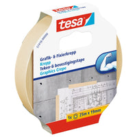 tesa Graphic and Fixing Crepe Adhesive Tape, chamois, 25 m x 19 mm
