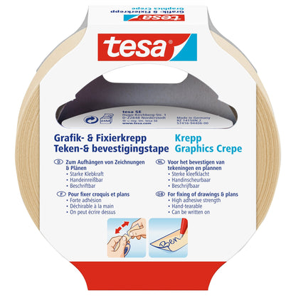 tesa Graphic and Fixing Crepe Adhesive Tape, chamois, 25 m x 19 mm