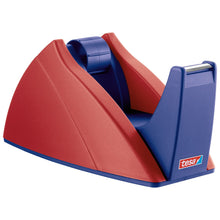 Dispensador de mesa tesa 57421 Easy Cut, vacío, para rollos de hasta 33 m x 19 mm, rojo y azul