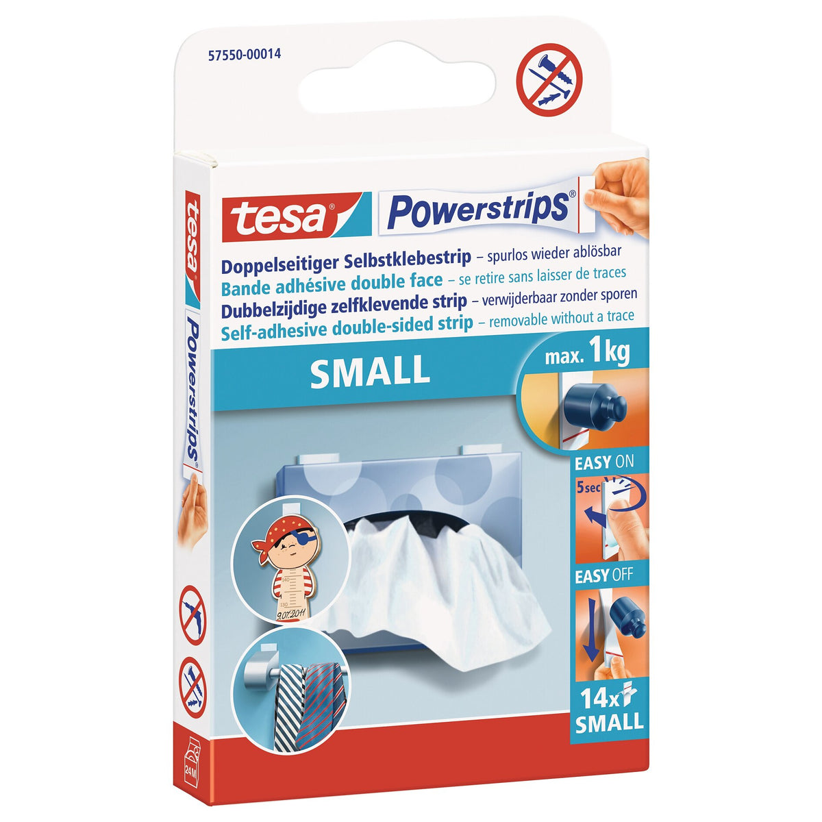 tesa 57550 Powerstrips Small para instalaciones sanitarias, blanco