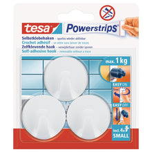 tesa Powerstrips Hooks, Small, Round, White