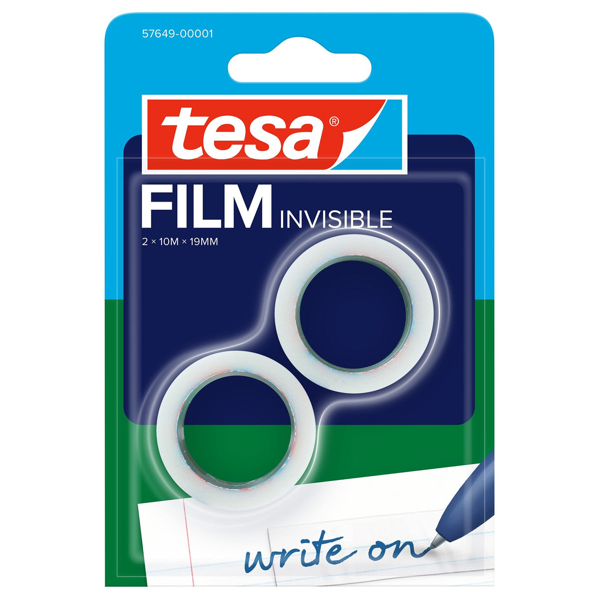 tesafilm INVISIBLE, matte white, in blister pack, 10 m x 19 mm