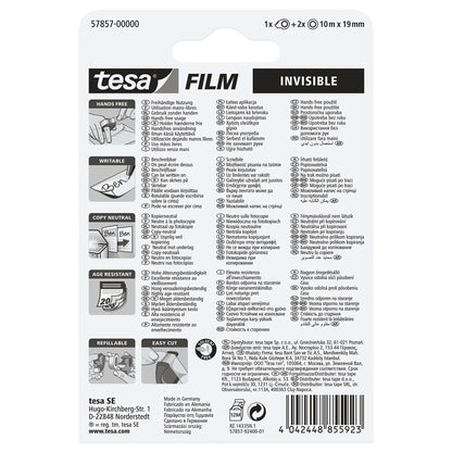 tesafilm Mini Dispenser + 2 Rolls of Invisible, Matte White, for rolls up to 19 m