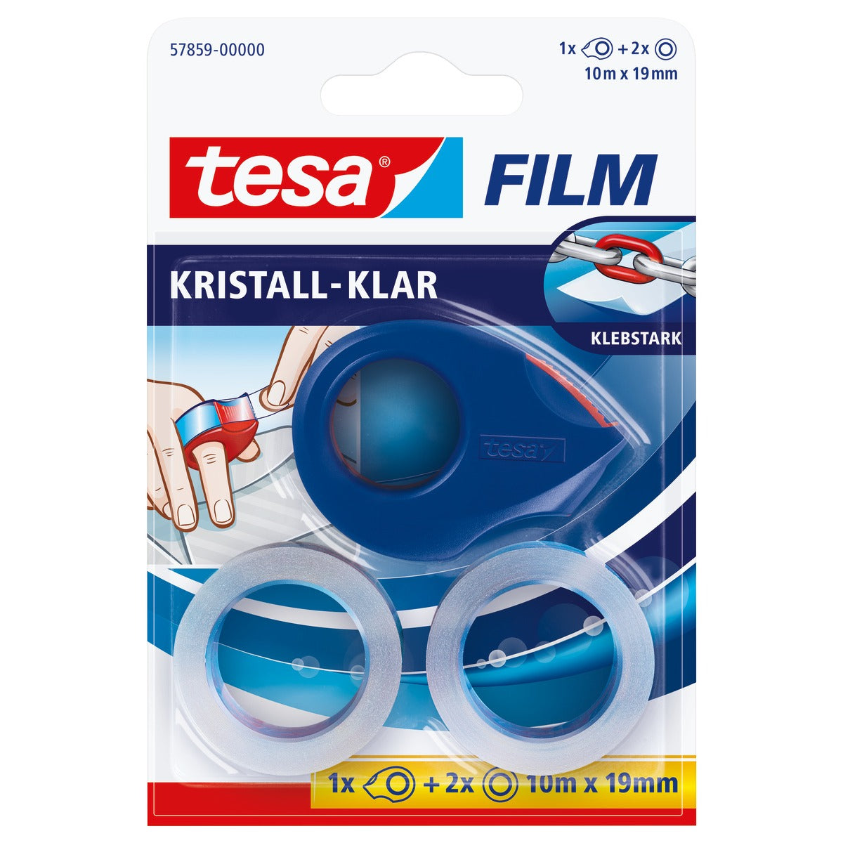 tesafilm 57859 Mini Dispenser with 2 Rolls of tesafilm Crystal Clear, transparent