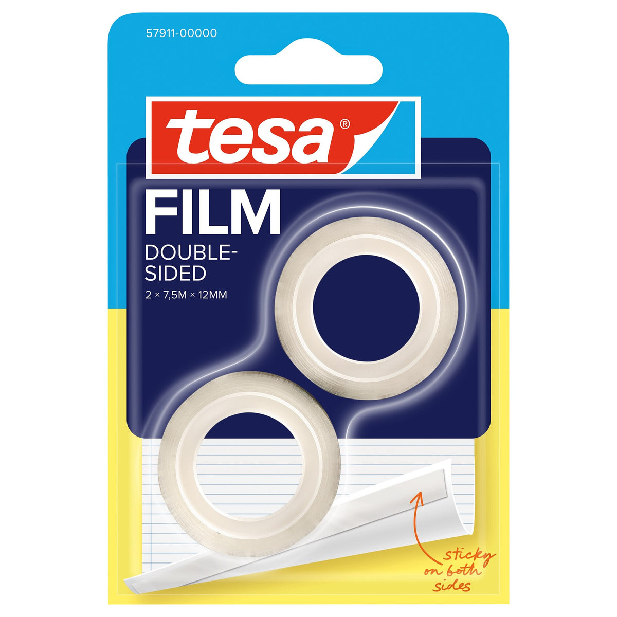 tesafilm DOUBLE-SIDED, transparent, in a blister pack, 7.5 m x 12 mm
