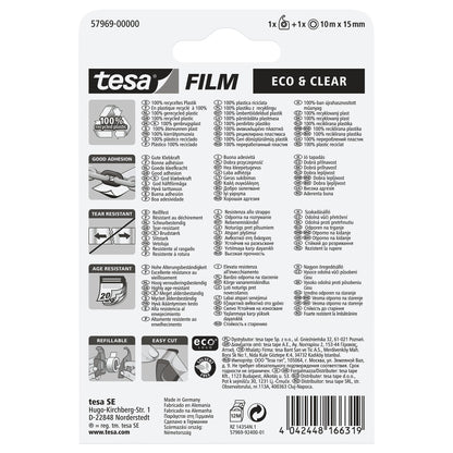 tesafilm eco & clear, transparente, ecoLogo, 10 m x 15 mm