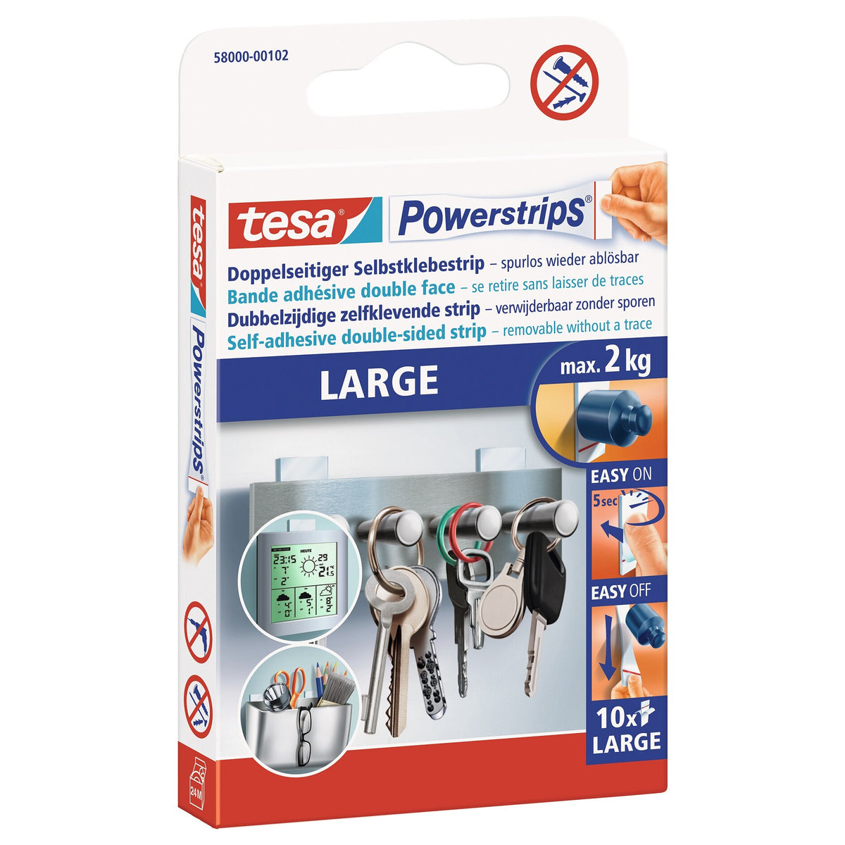 tesa Powerstrips Large para sanitarios, blanco