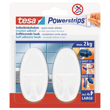 tesa Powerstrips Hooks, Large, OVAL, White