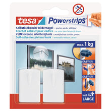tesa Powerstrips Picture Hooks, White