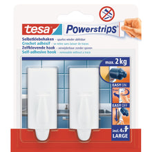 tesa Powerstrips Hooks, Large, Trend, White