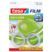Mini-despenador tesafilm + 2 rollos Eco Clear, verde