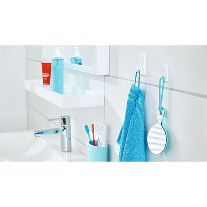 Ganchos tesa Powerstrips L, cuadrados, blancos – Uso