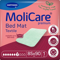 Artículo en liquidación: MoliCare Premium Bed Mat Textile 7 gotas, 75 x 85 cm, con alas | Paquete (10 unidades)