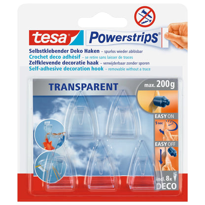 tesa Powerstrips DECO Hooks, SMALL, clear