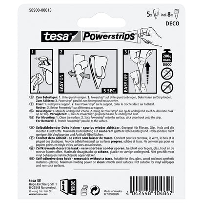 tesa Powerstrips DECO Hooks, SMALL, clear