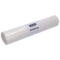 Pictured is a roll of DEISS 59003 trash bags (800 x 1000 x 0.02 mm, transparent, 50 bags per roll) from EMIL DEISS KG (GmbH + Co.) against a light-colored background—ideal for hygienic waste disposal with practical, transparent bags.