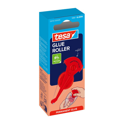 tesa GLUE ROLLER Permanente, transparente, recambio, 14 m x 8,4 mm