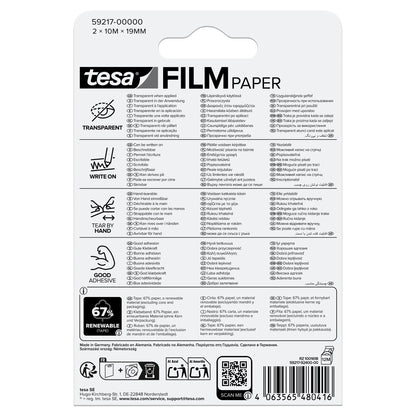 tesafilm PAPER, clear, in a blister pack, 10 m x 19 mm