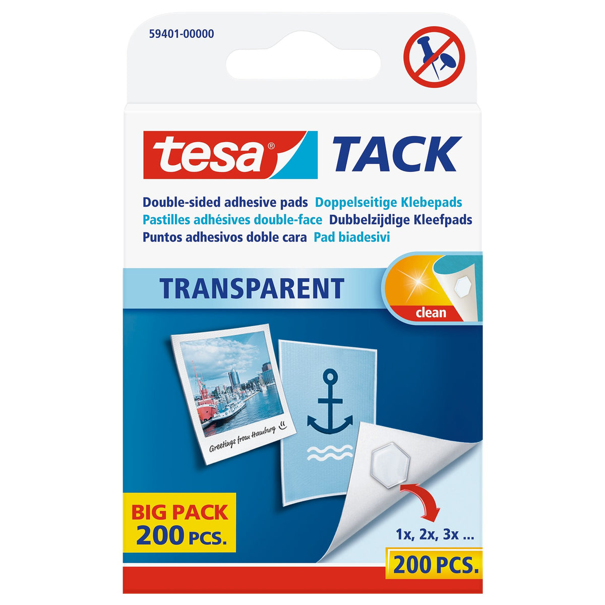 tesa Tack Transparent Adhesive Pads, Transparent Big Pack